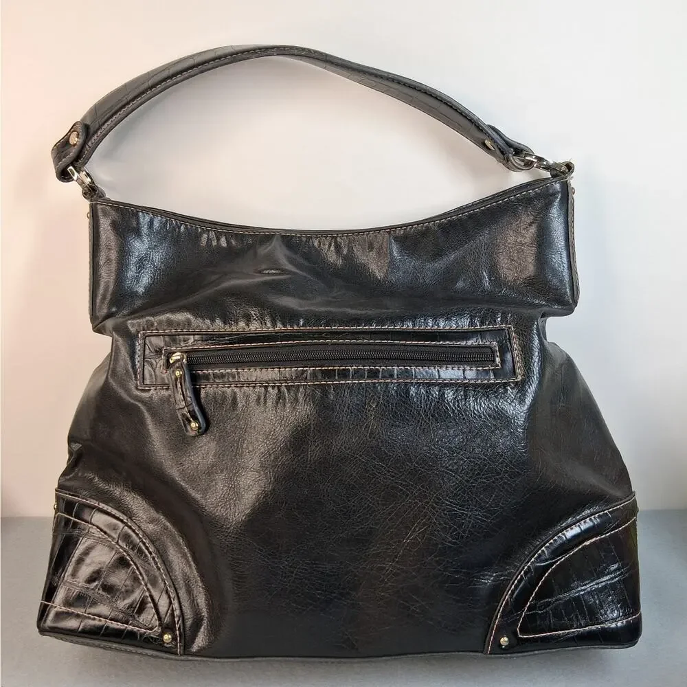 Liz‎ Claiborne Slouchy Hobo Shoulder Bag Purse Black Faux Leather